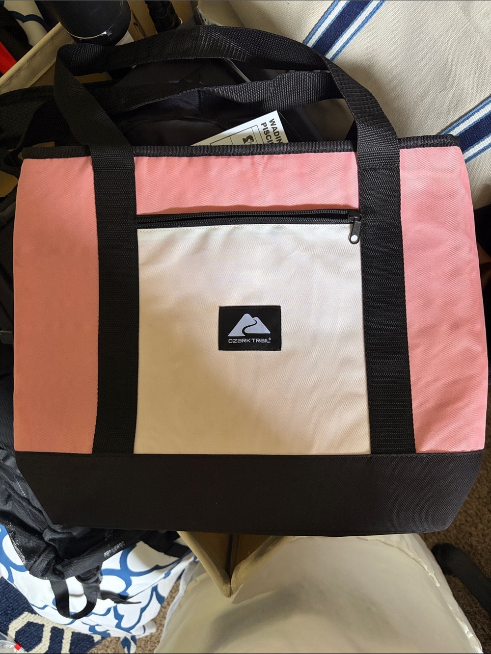 Ozark Trail Pink, White & Black Canvas Tote